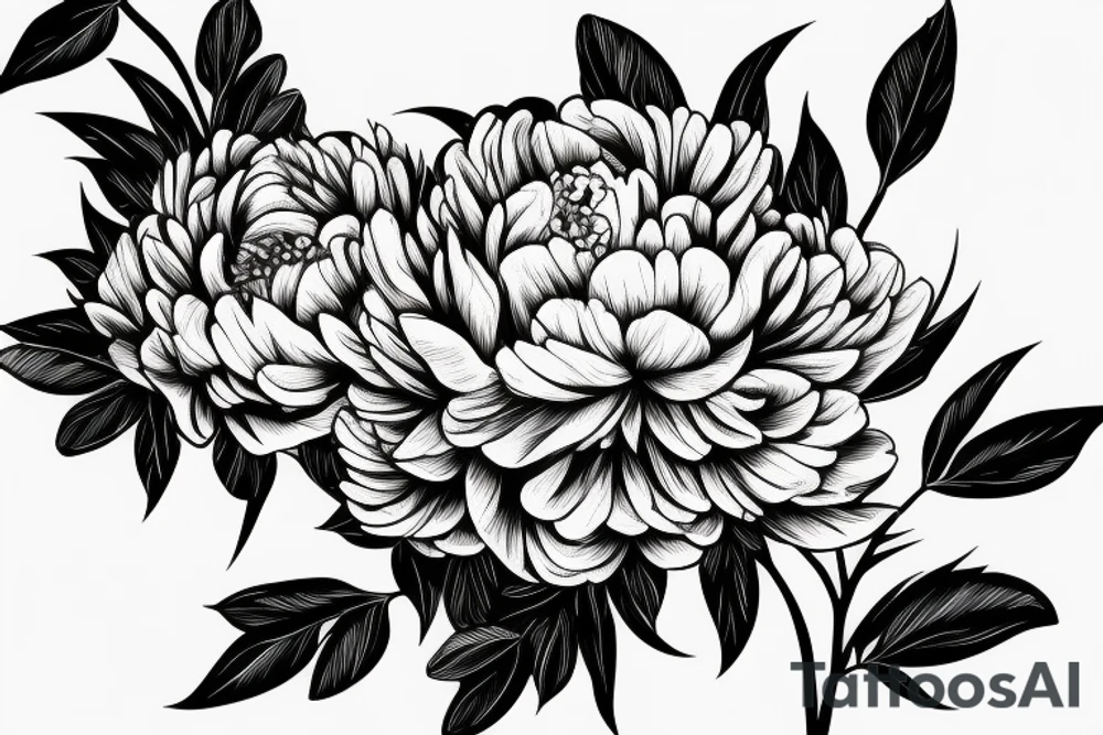peony, with branches woven into it. tattoo idea