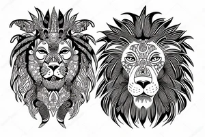 Lion in Mayan style tattoo idea