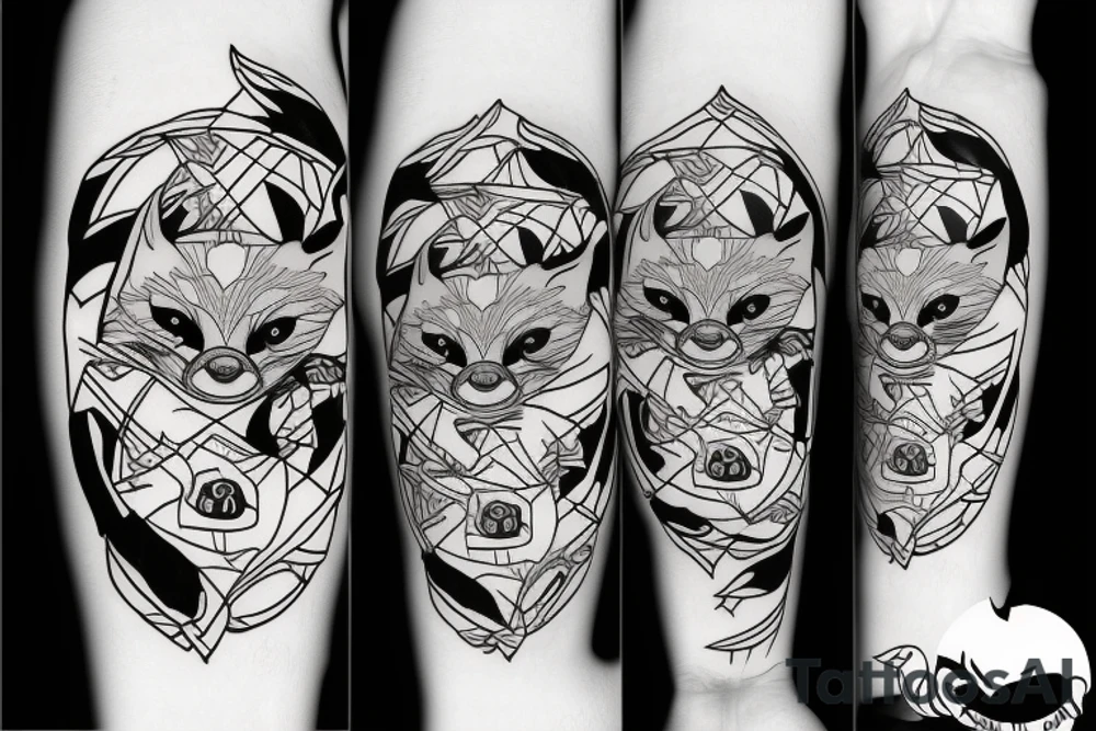 ninja fox sloth tattoo idea