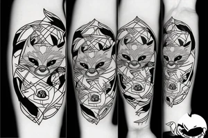 ninja fox sloth tattoo idea