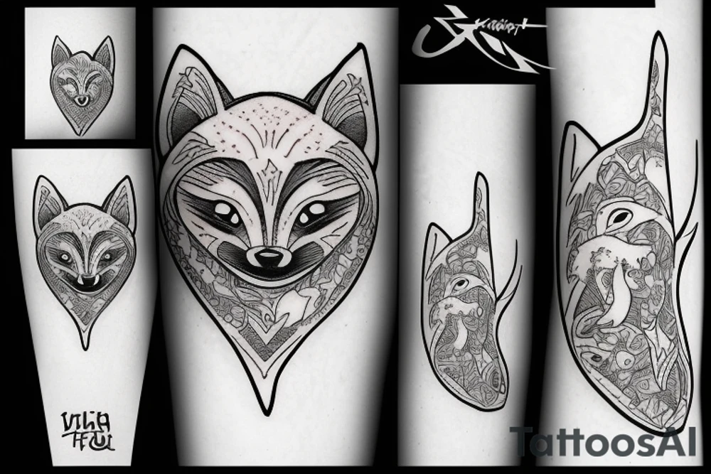 ninja fox sloth tattoo idea