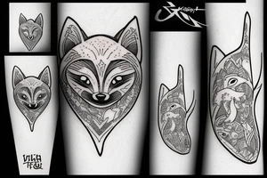 ninja fox sloth tattoo idea