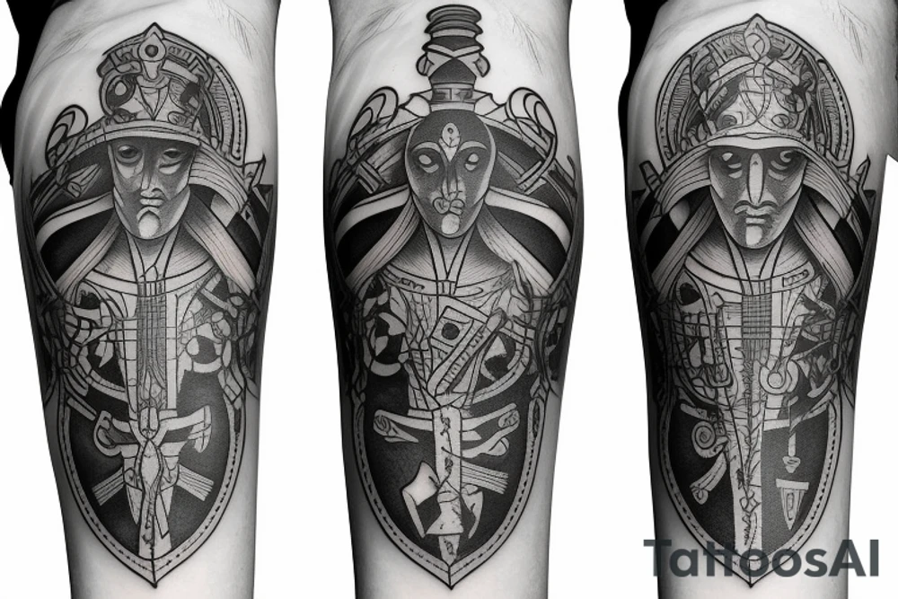 Two chess pieces with words "Dialectics of life" tattoo idea