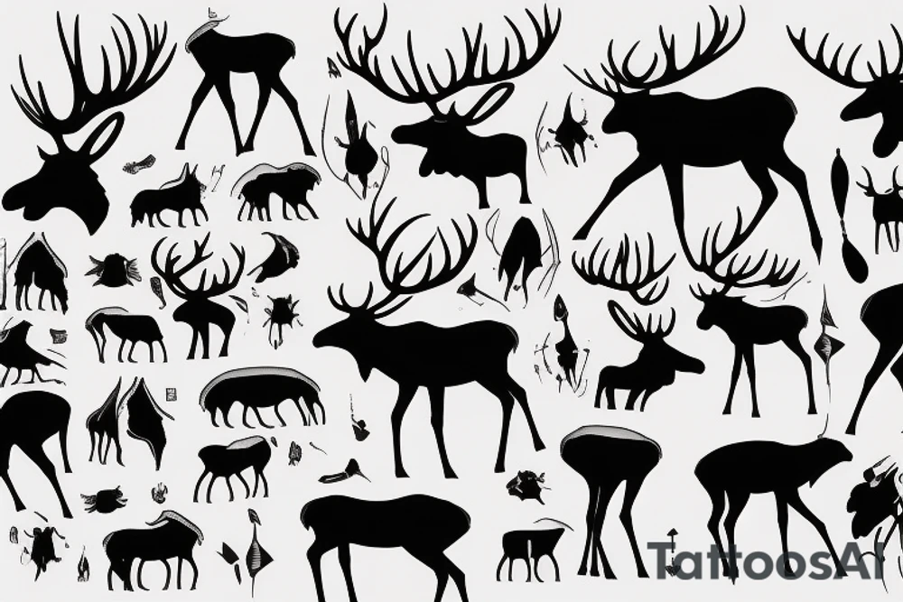 black moose with long legs, arms and a massive body tattoo idea
