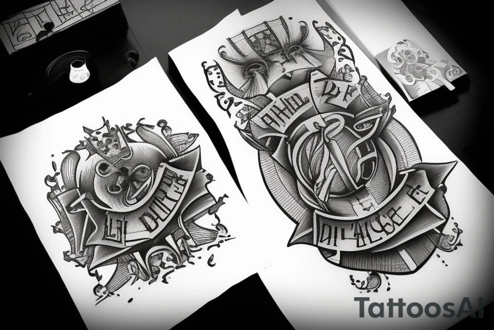 Two chess pieces with words "Dialectics of life" tattoo idea