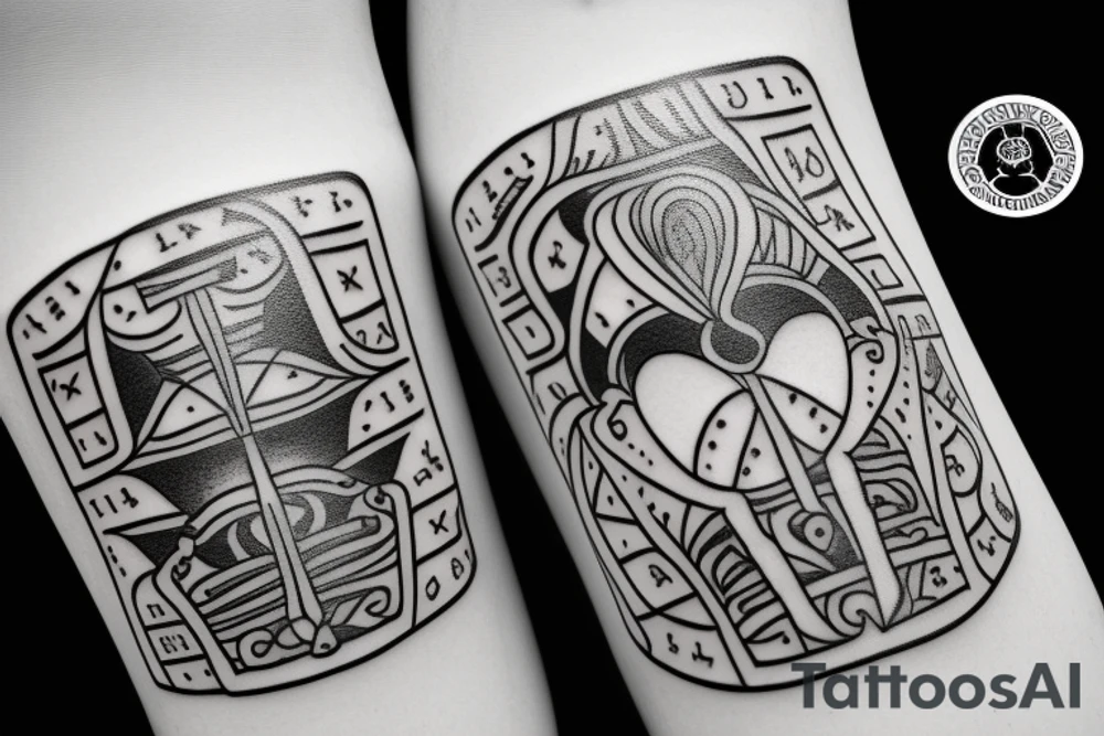 Two chess pieces with words "Dialectics of life" tattoo idea