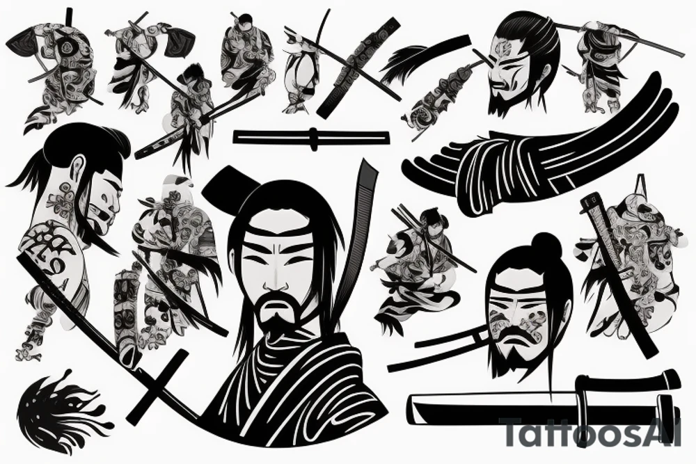 modern samurai with katana tattoo idea