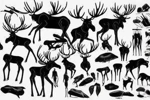 black moose with long legs, arms and a massive body tattoo idea