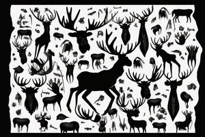 black moose with long legs, arms and a massive body tattoo idea