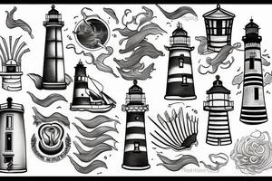 Wave of lighthouses tattoo idea