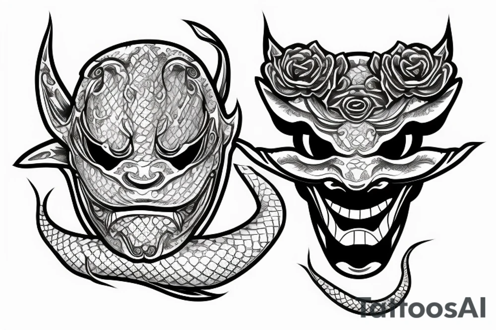 Hannya mask, snake tattoo idea