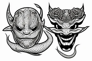 Hannya mask, snake tattoo idea