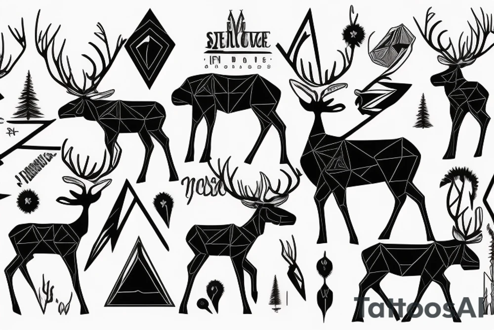 black moose with long legs, arms and a massive body tattoo idea
