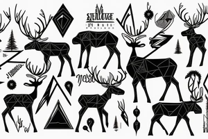 black moose with long legs, arms and a massive body tattoo idea