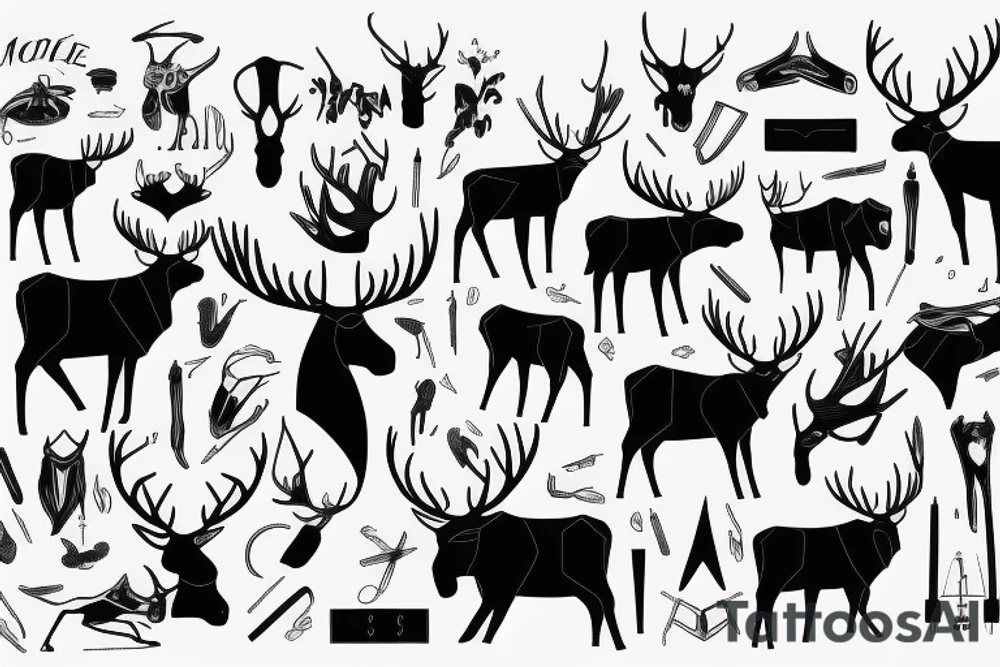 black moose with long legs, arms and a massive body tattoo idea