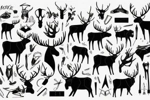 black moose with long legs, arms and a massive body tattoo idea