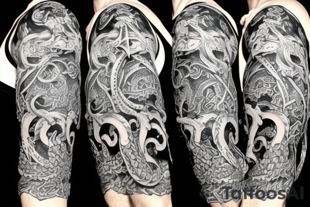 Sleeve, viking theme with kraken tattoo idea