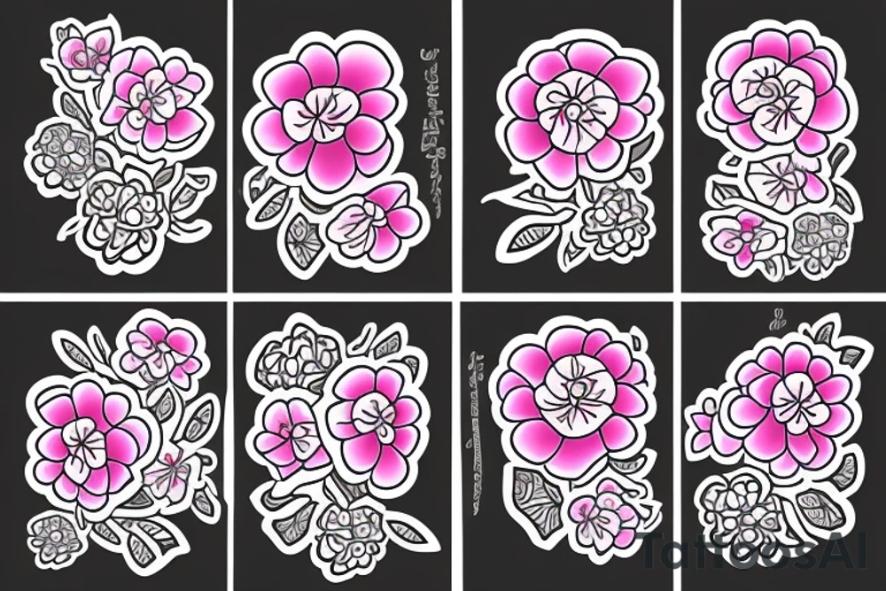 Shinshila with pink flowers tattoo idea