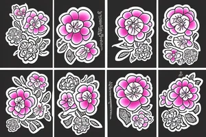 Shinshila with pink flowers tattoo idea