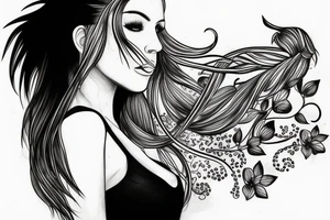 Long hair tattoo idea