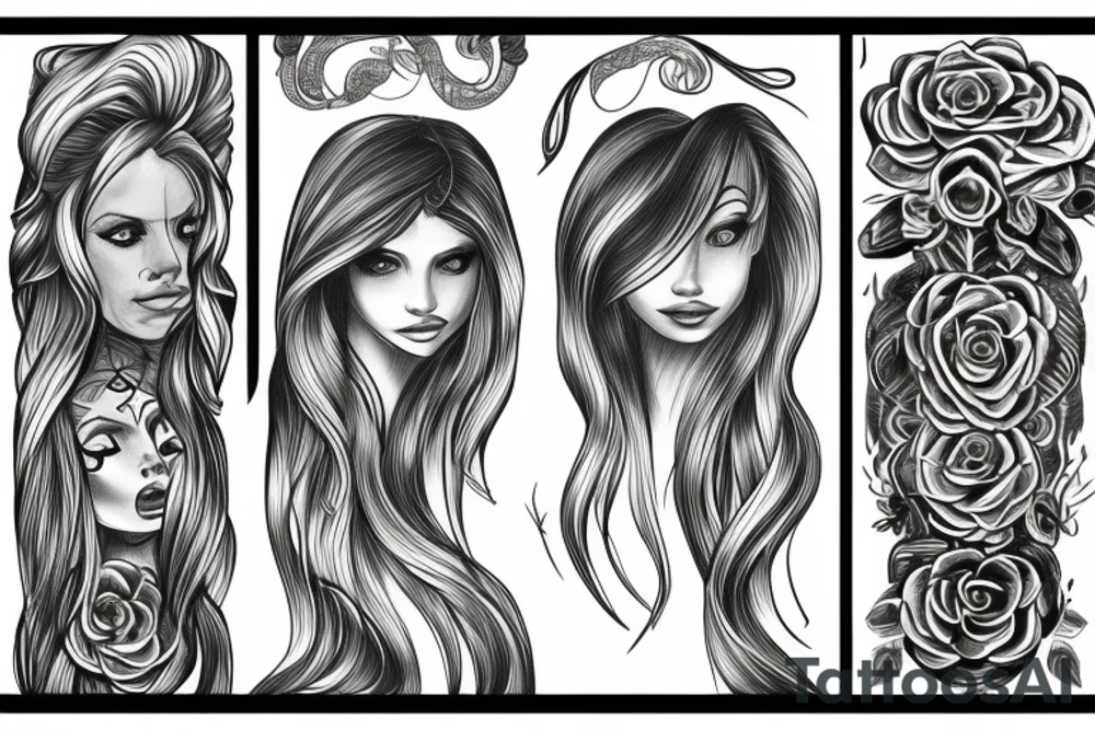 Long hair tattoo idea