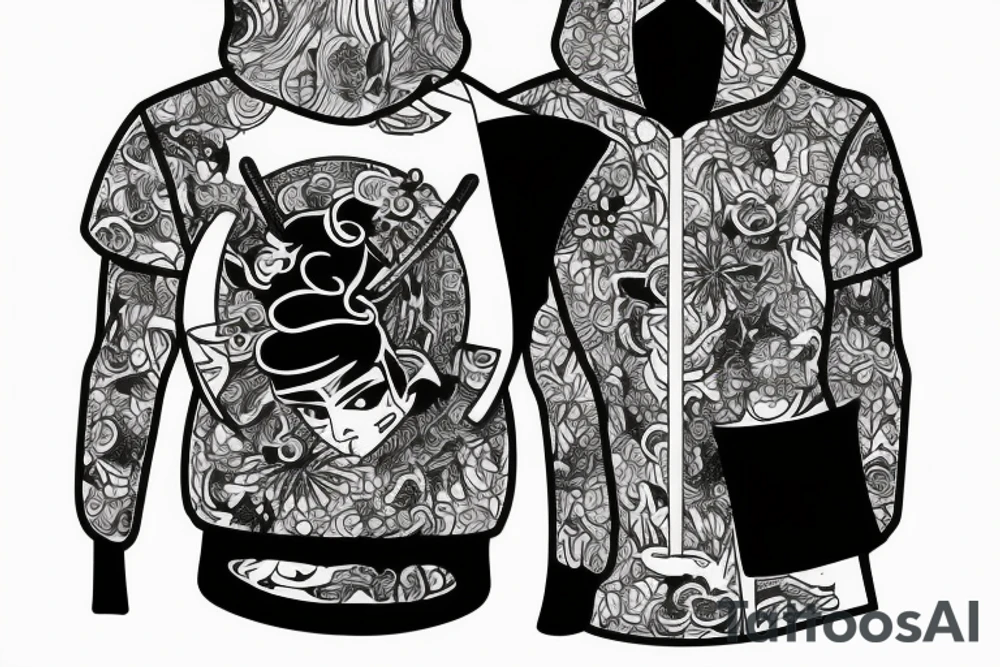 modern samurai in hoodie tattoo idea