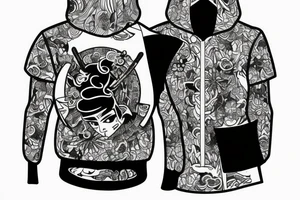 modern samurai in hoodie tattoo idea
