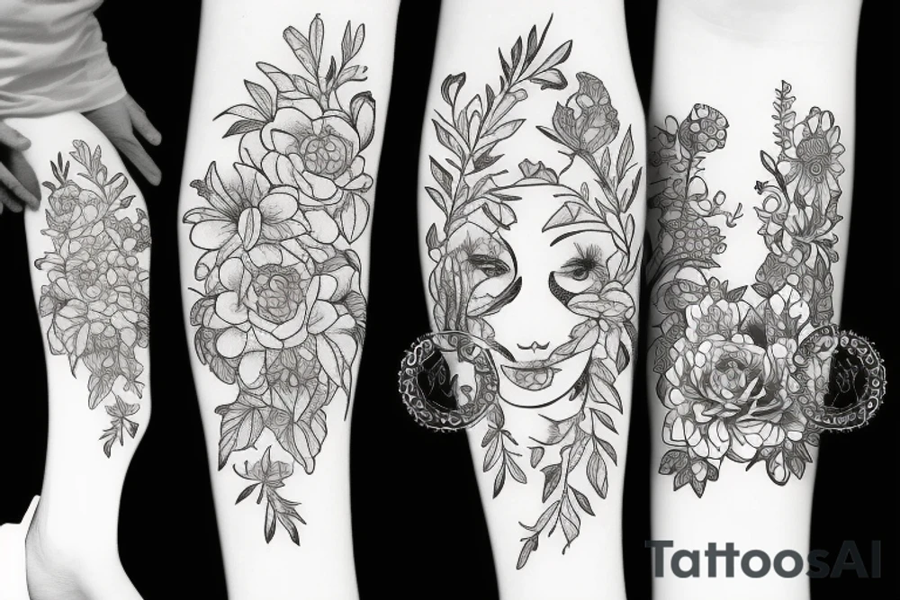 Flowers under girl tattoo idea