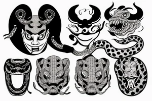 Hannya mask and snake tattoo idea