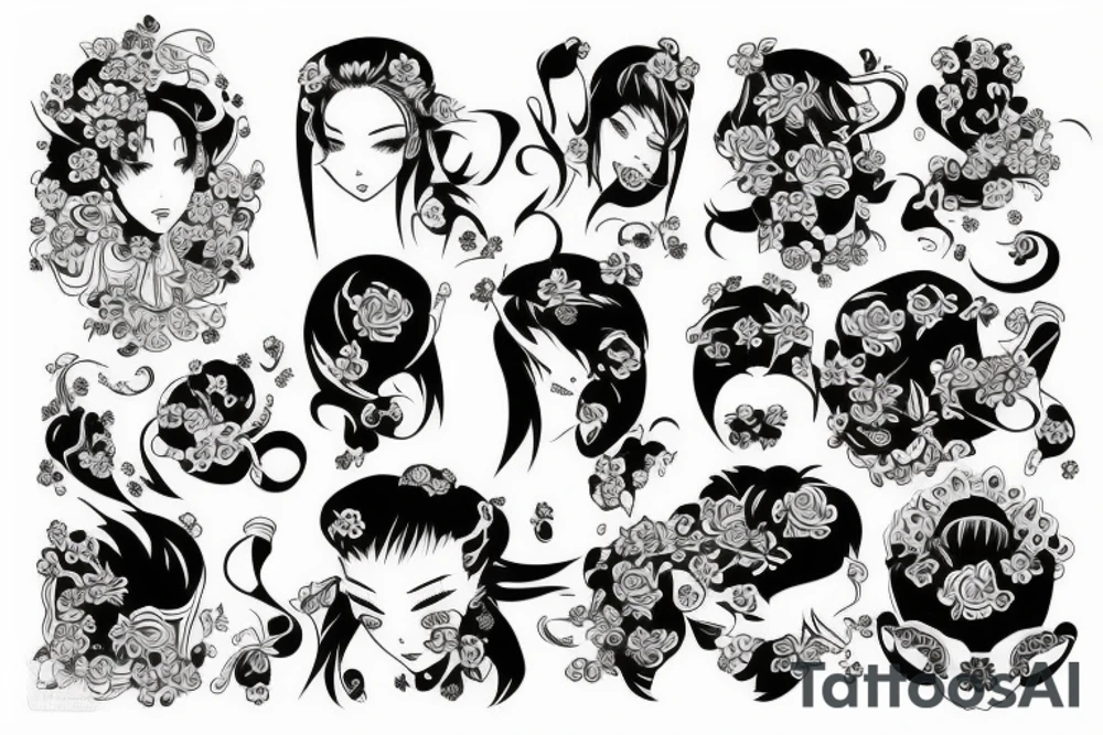 Japanese style together with Ukrainian style tattoo idea