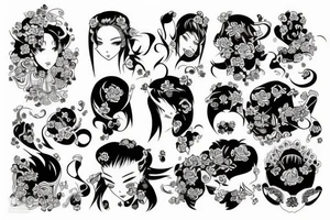 Japanese style together with Ukrainian style tattoo idea