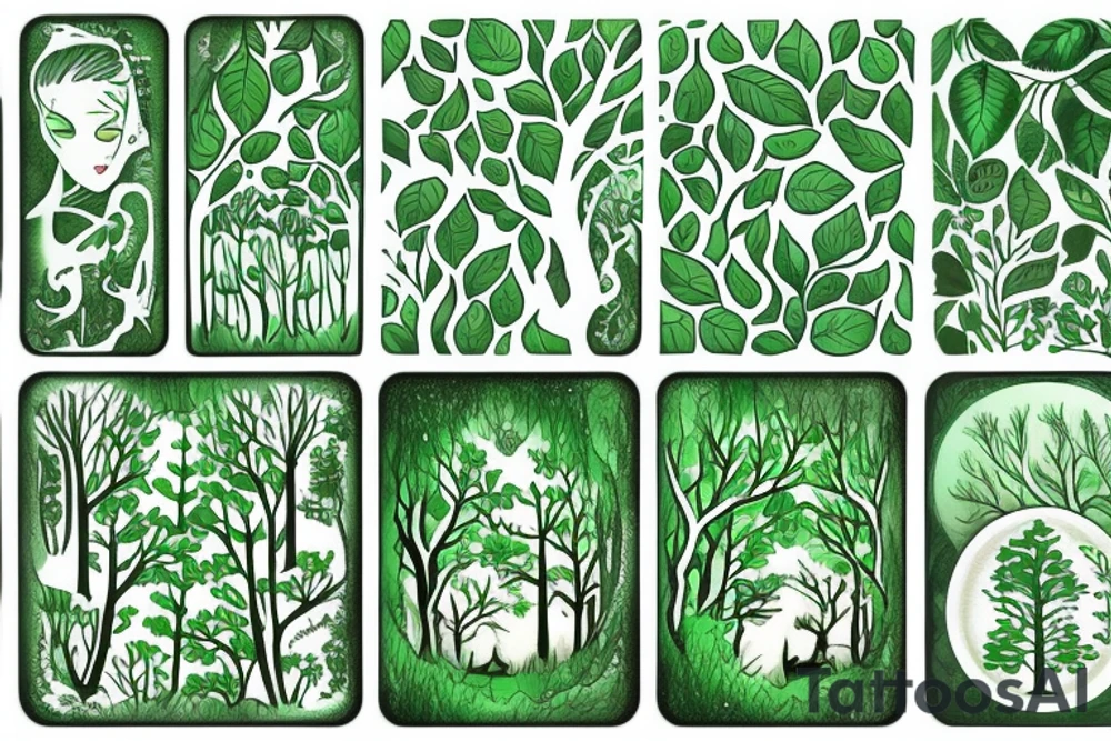 Green forest tattoo idea