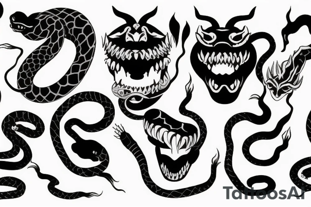 Hannya mask and snake tattoo idea