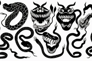 Hannya mask and snake tattoo idea