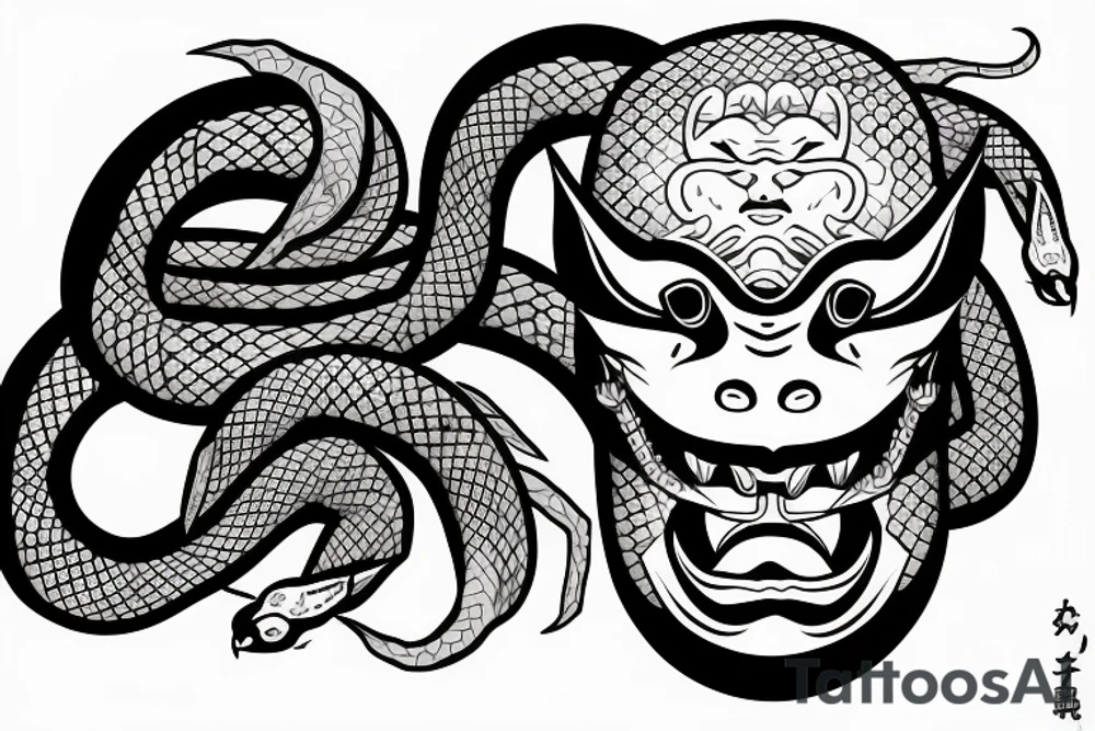 Hannya mask and snake tattoo idea