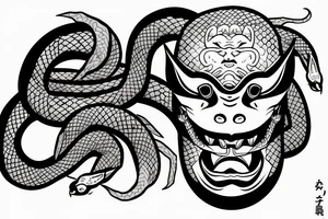 Hannya mask and snake tattoo idea