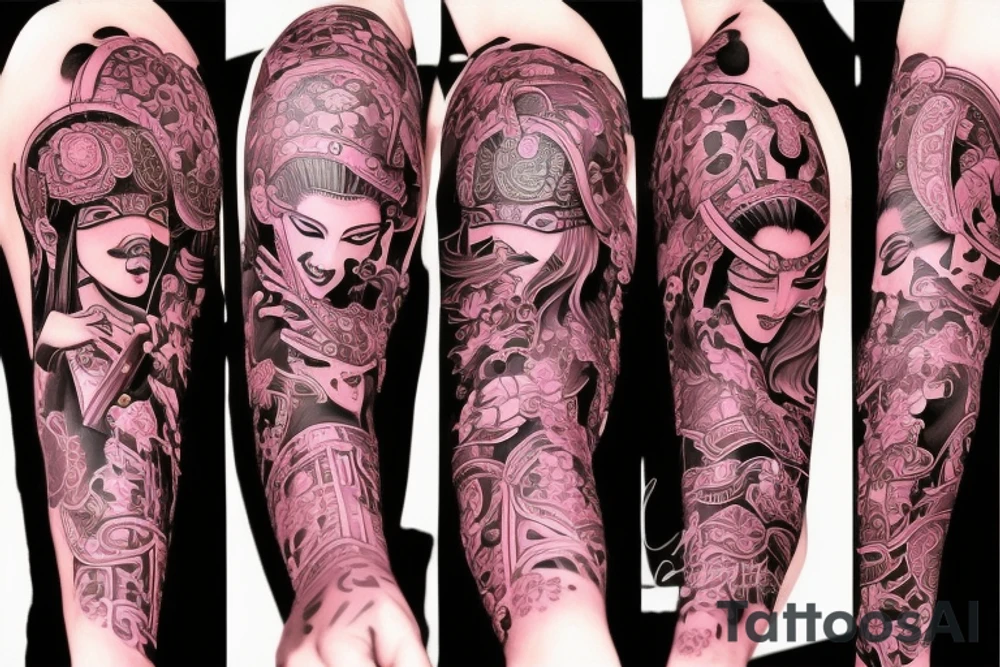 Pink samurai tattoo idea