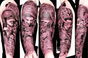 Pink samurai tattoo idea