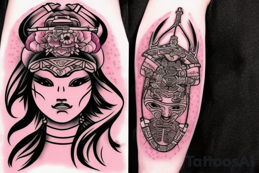Pink samurai tattoo idea