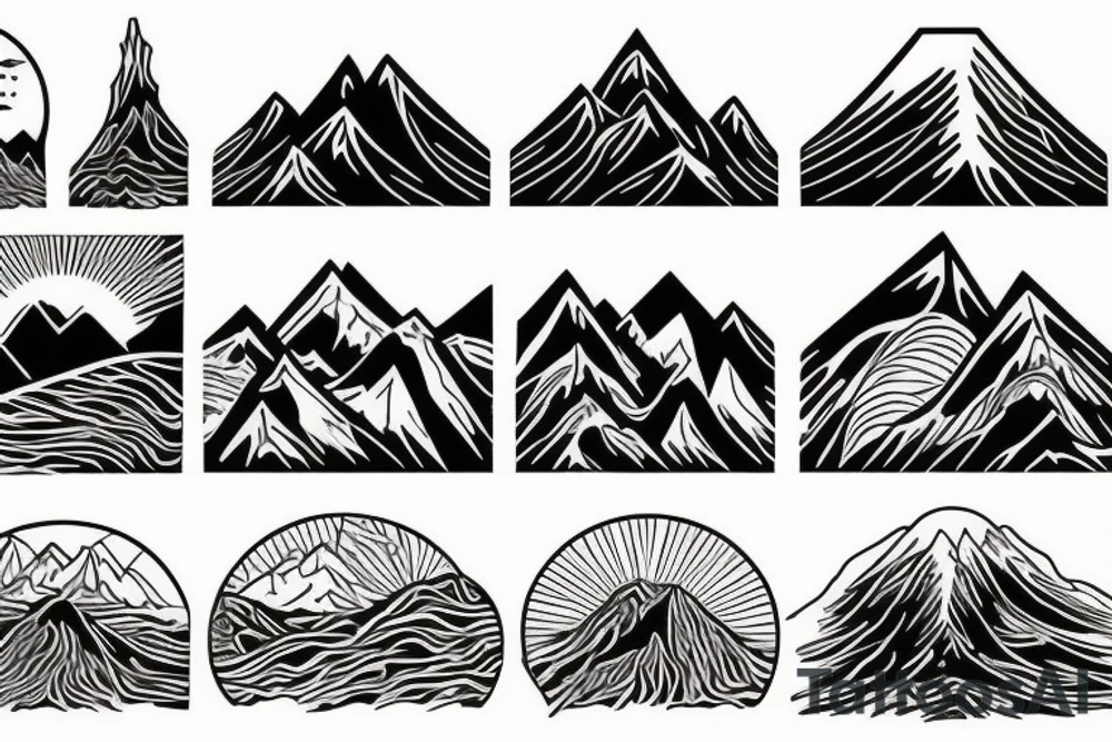 beautiful mountain landscape tattoo idea