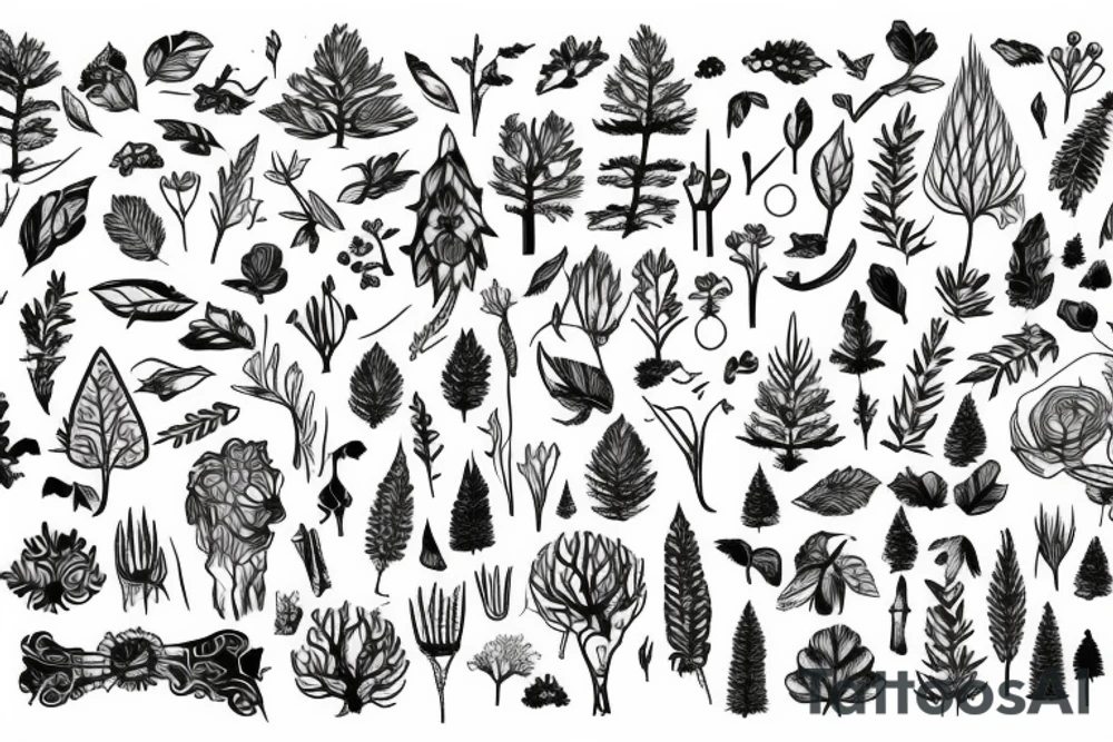 forest for leg tattoo idea