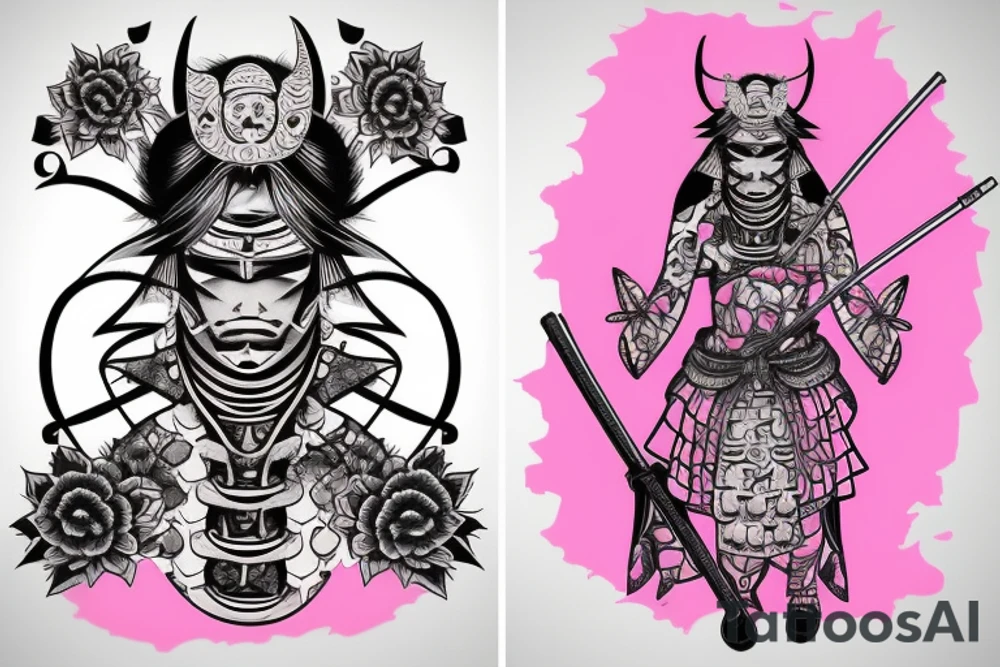 Pink samurai tattoo idea