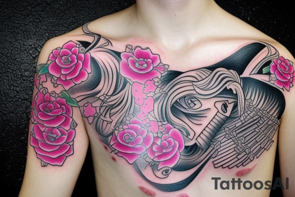 Pink samurai tattoo idea