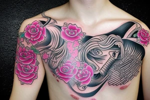 Pink samurai tattoo idea