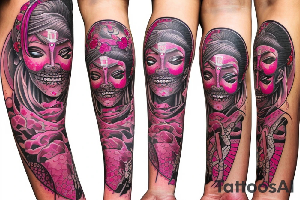 Pink samurai tattoo idea