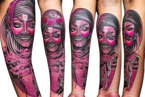 Pink samurai tattoo idea