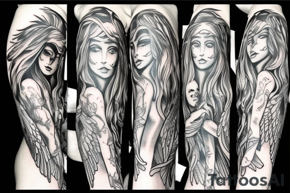 Half angel half demon tattoo idea