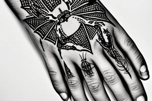 Ring with sharp edges with the inscription freedom and a spider tattoo idea