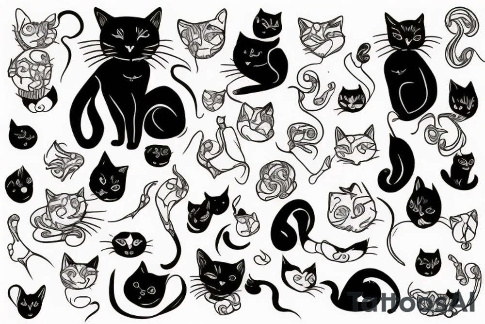 Black cat in the head tattoo idea