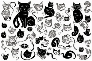 Black cat in the head tattoo idea